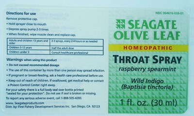 Label (Olive Leaf Throat Spray Rasberry Spearmint Full Image)